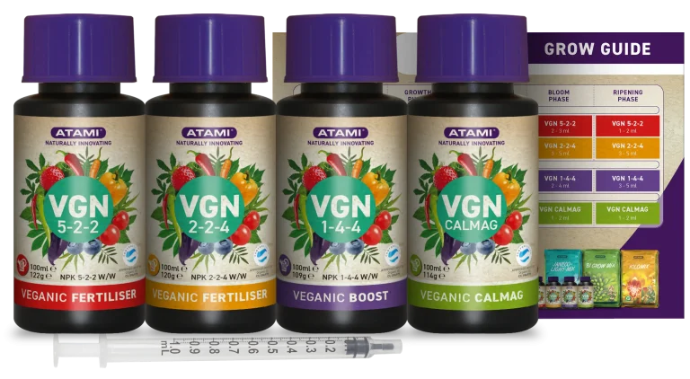 Atami VGN Cannabis Dünger mit Düngetabelle, Dosierspritze, Boost und CalMag
